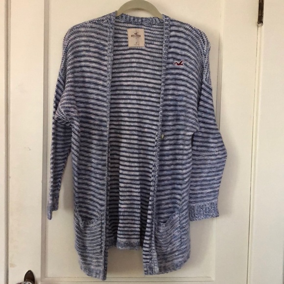 Blue and White Striped Relaxed Cardigan - Picture 1 of 6